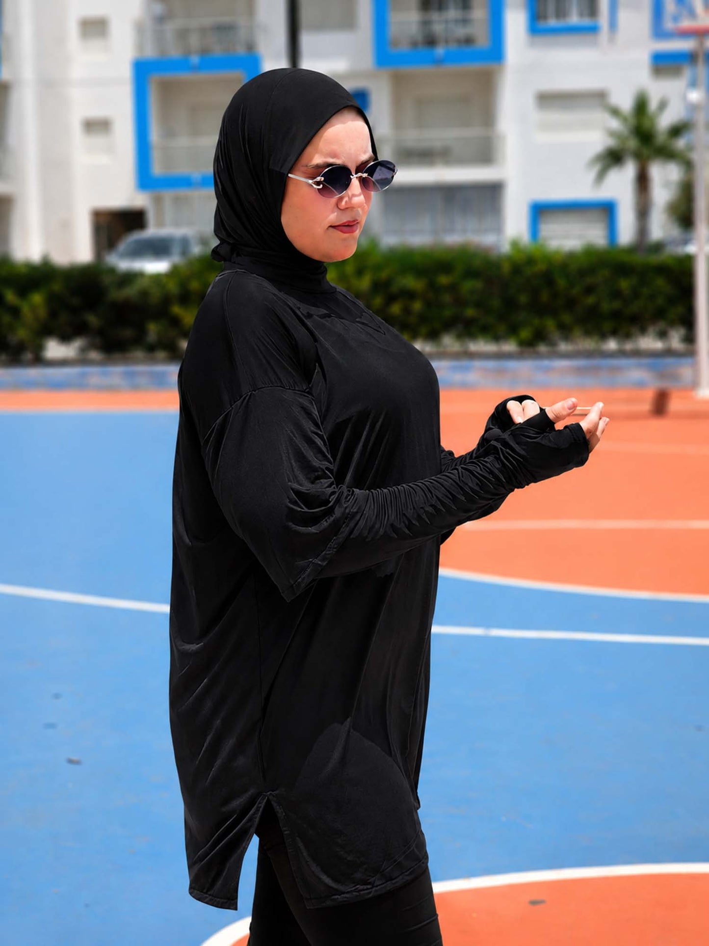 T-Shirt Sport Long — Noir