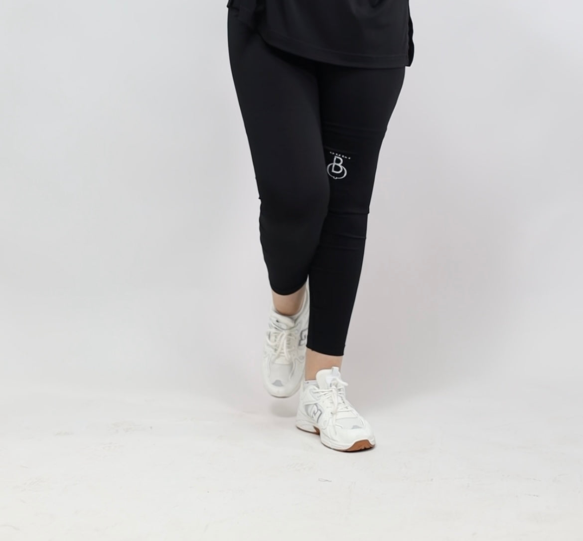 Pantalon sport noir femme voilée - vue 2 - Oubi