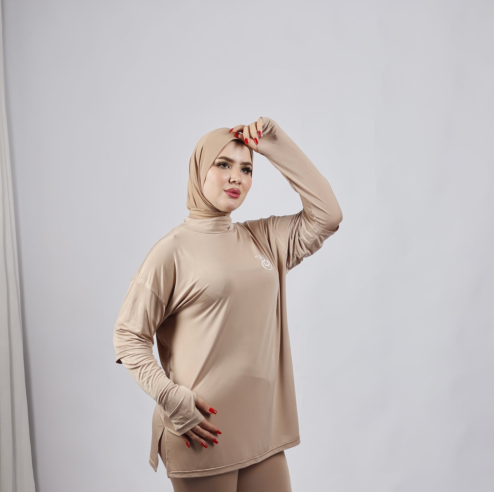 Ensemble sport femme voilée beige - SET SPORT COUVRANT - Oubi