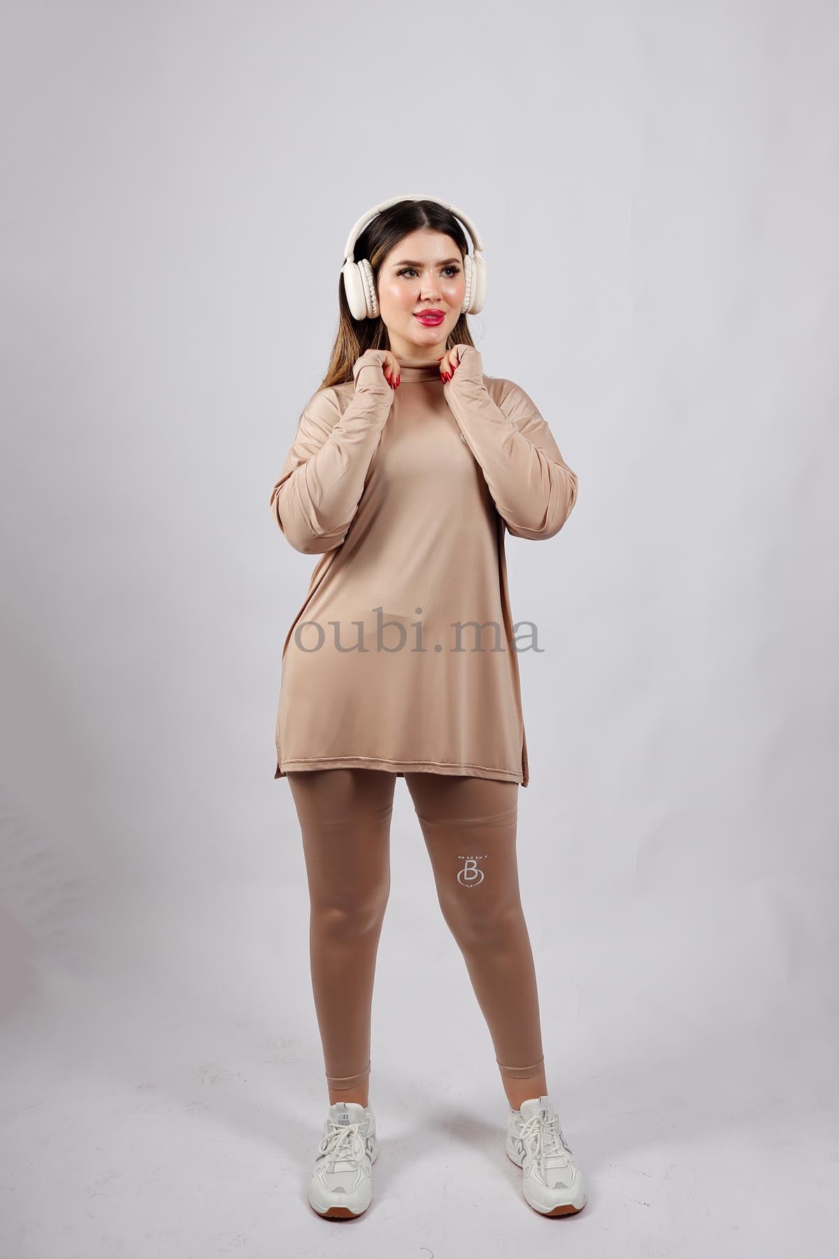 Ensemble sport beige femme voilée - coupe hijab-friendly - Oubi