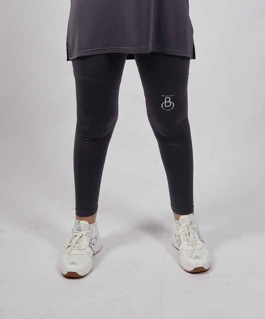 Pantalon sport gris femme voilée - vue face - Oubi